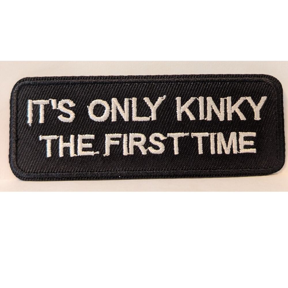 New KINKY 1ST TIME.. Iron-on/Sew-on Motorcycle Patch Black Embroidered